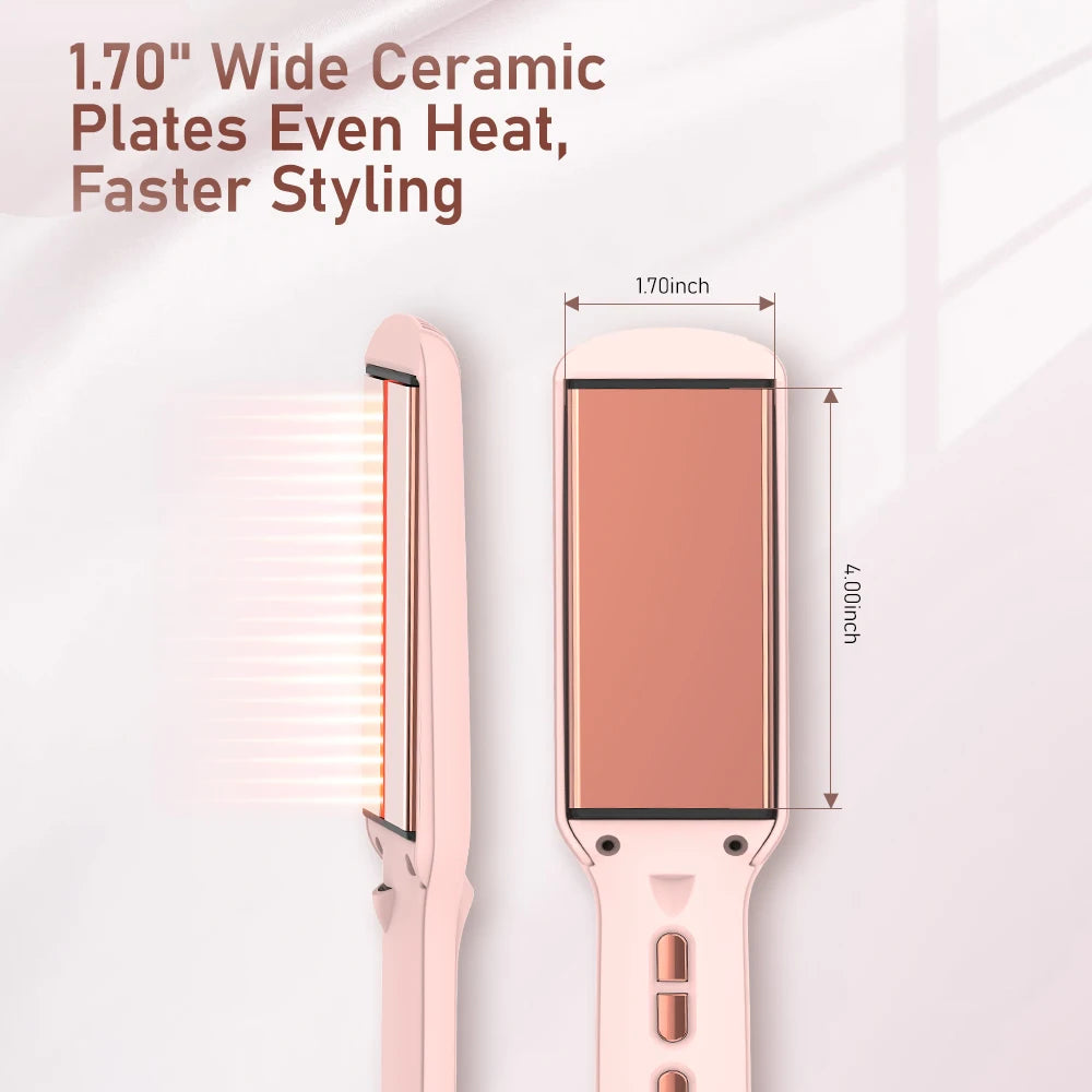 Pink infrared hair straightener, US plug, 100–240 V