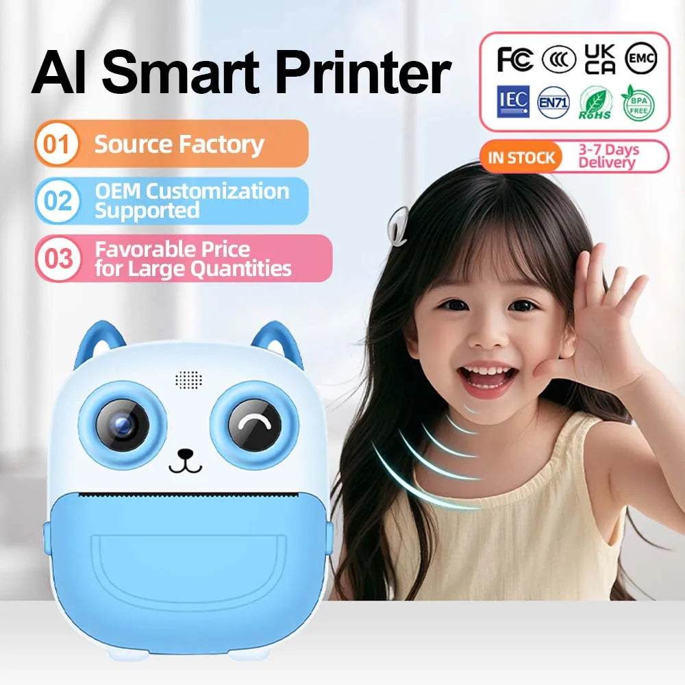 Kids' AI instant-print camera / thermal printer