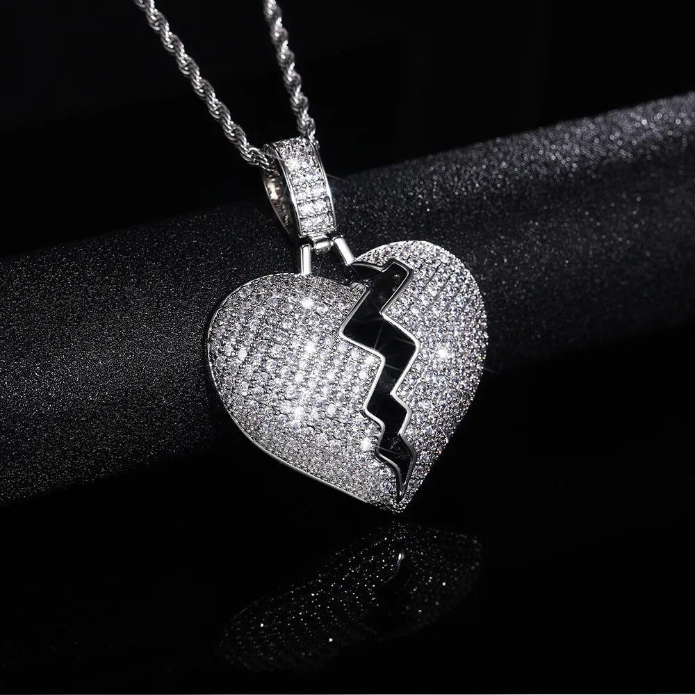 Heart-cut micro-set pendant necklace