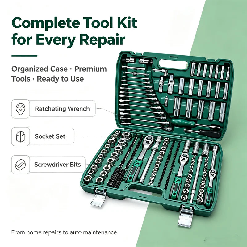 216-piece socket and ratchet wrench kit