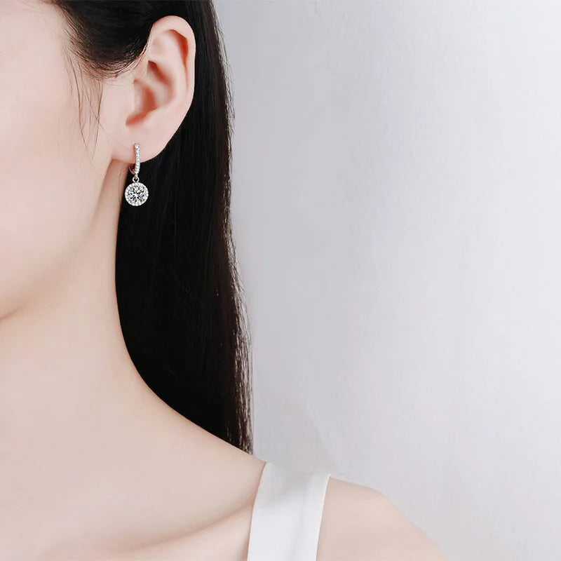 Round zircon charm earrings