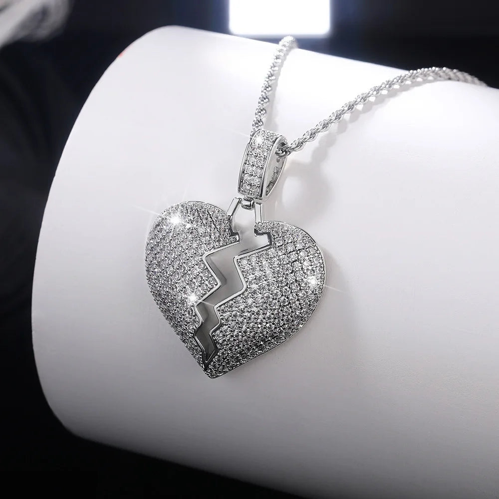 Heart-cut micro-set pendant necklace