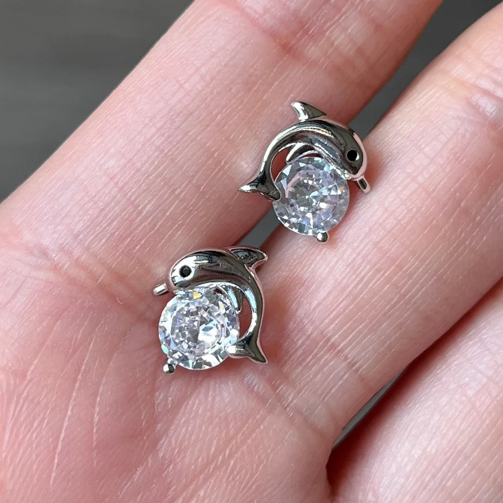 Dolphin stud earrings