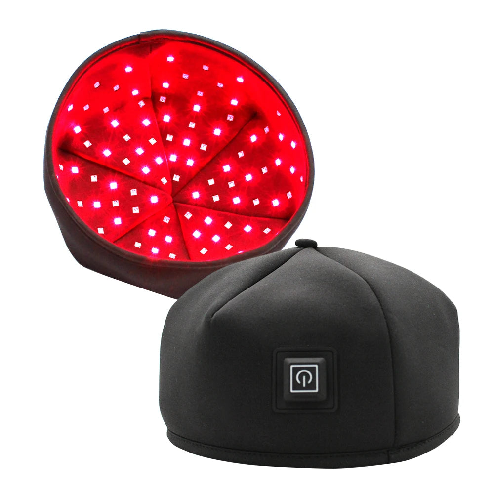 Black red-light therapy cap