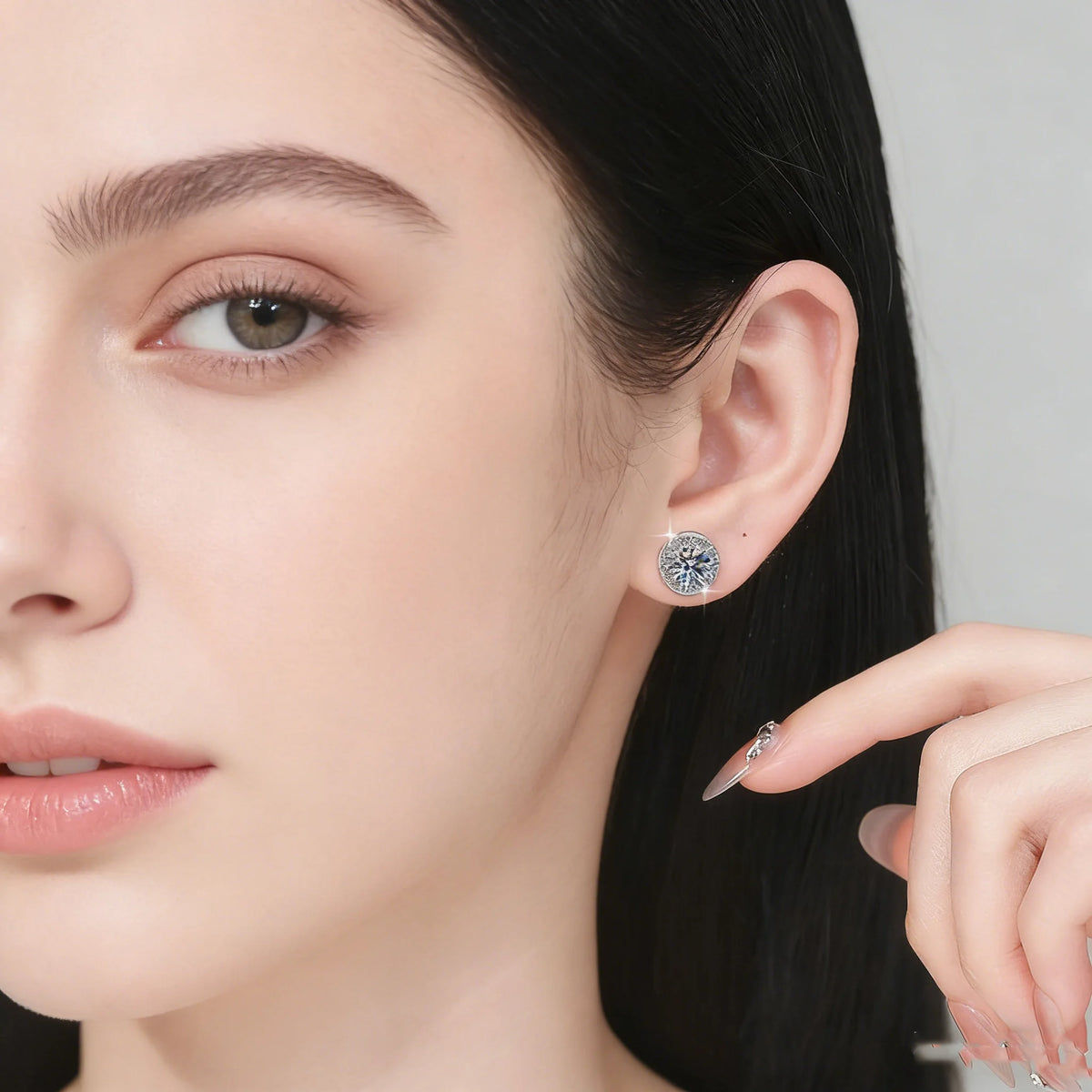 Moissanite-style halo stud earrings
