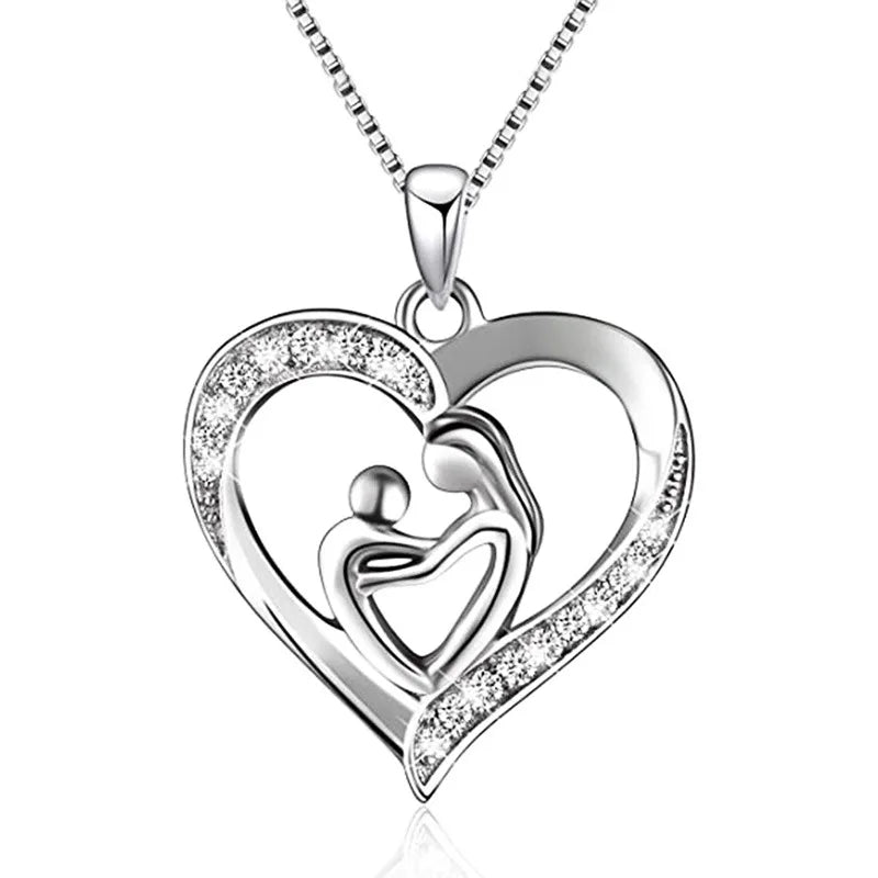 Mother-and-child heart necklace