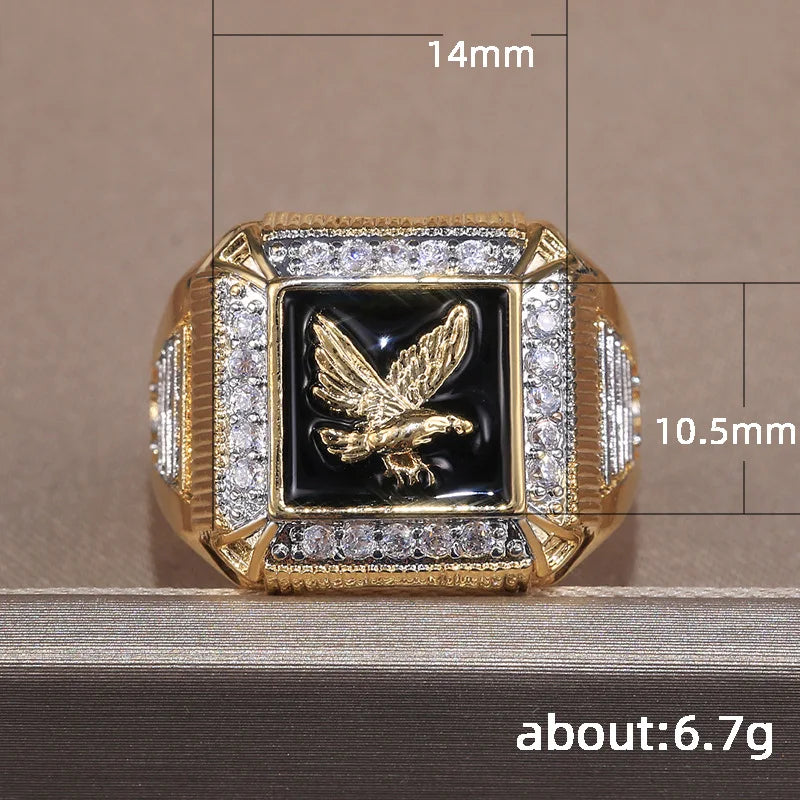 Men's eagle ring with sparkling accents