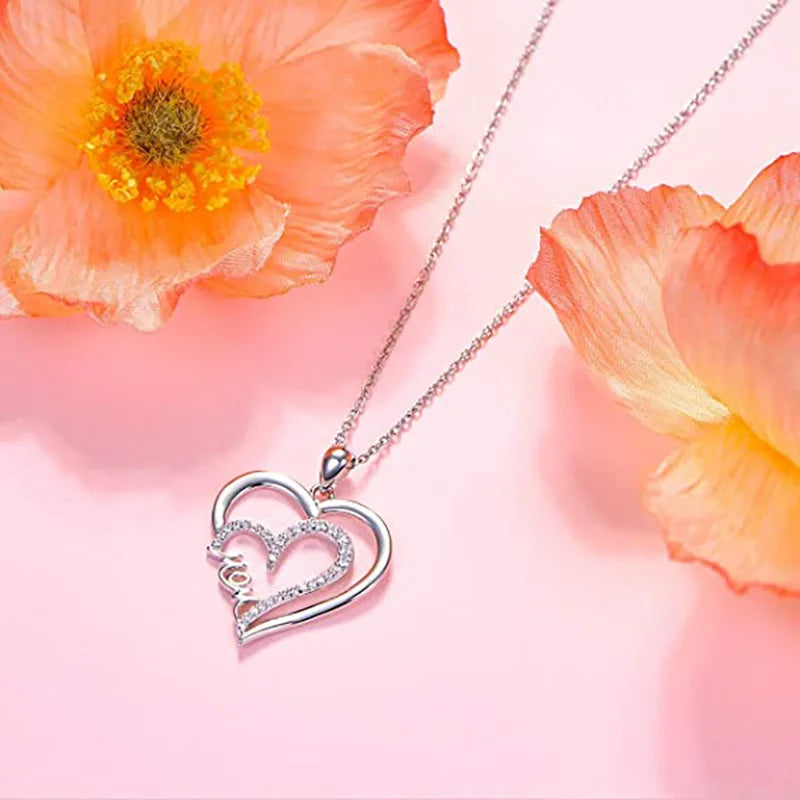Mom birthday heart necklace