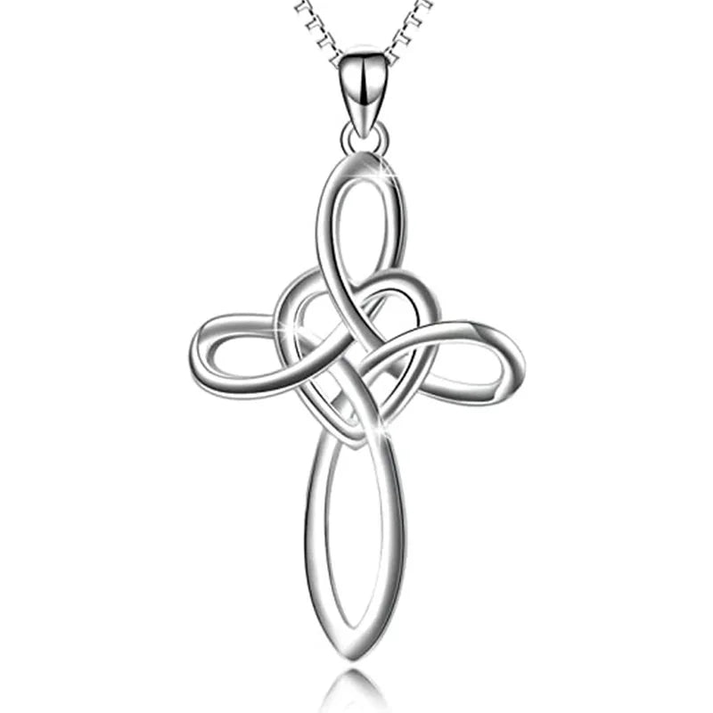Cross-and-heart box-chain necklace