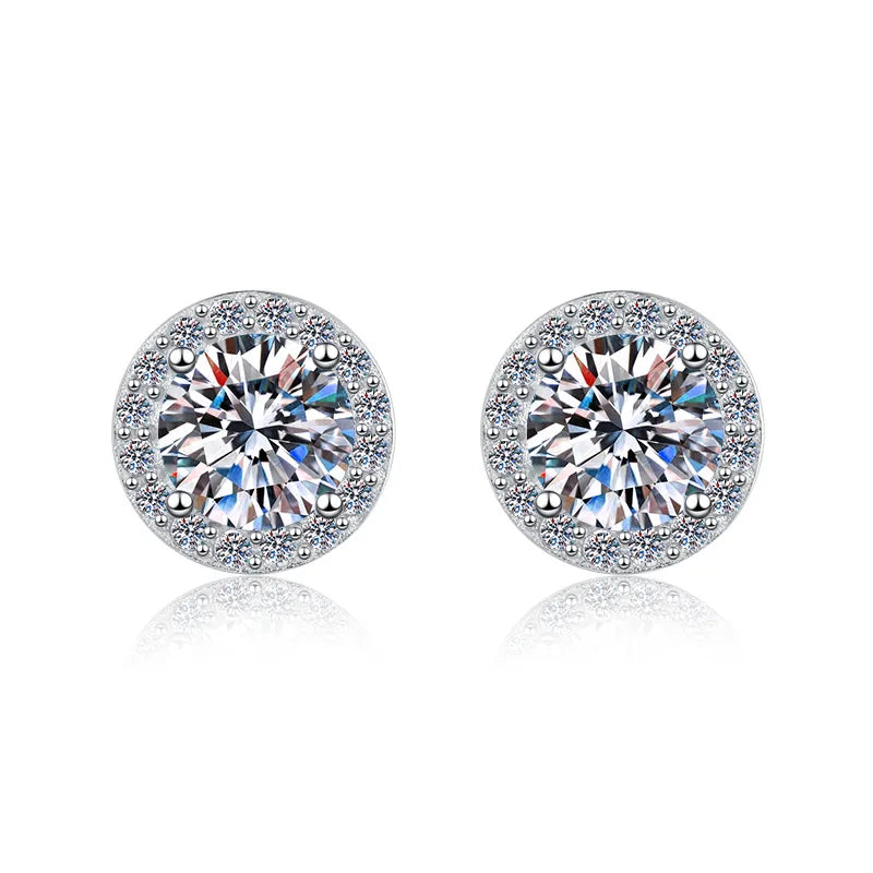 Moissanite-style halo stud earrings
