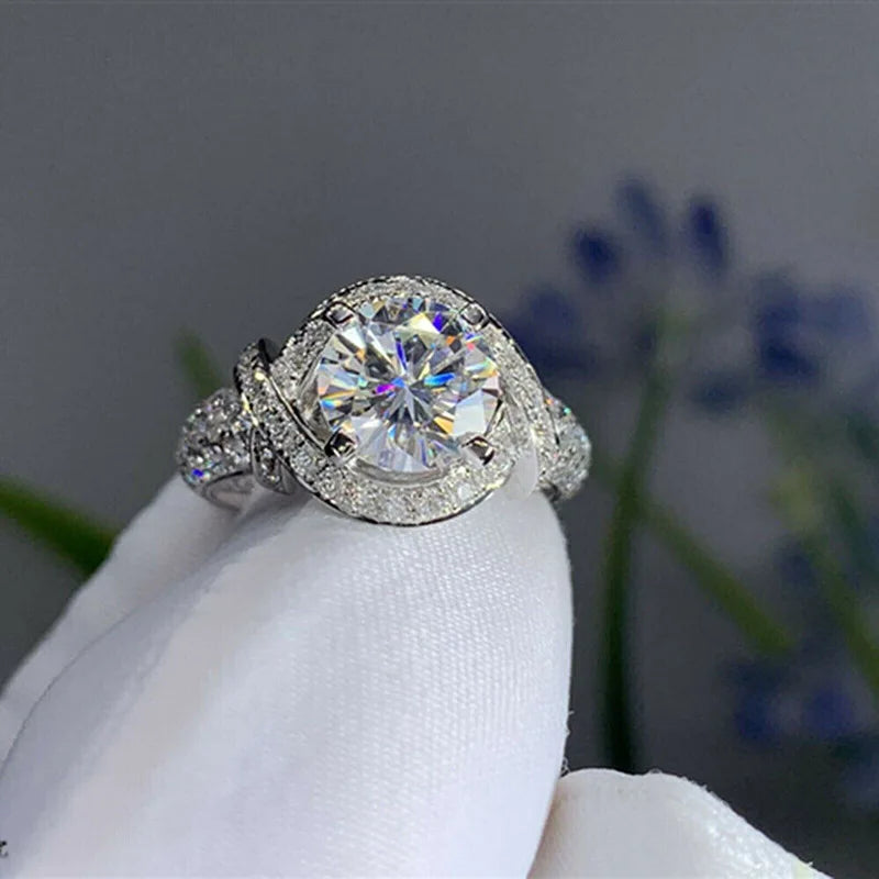 Women's floral full-pave wrap ring