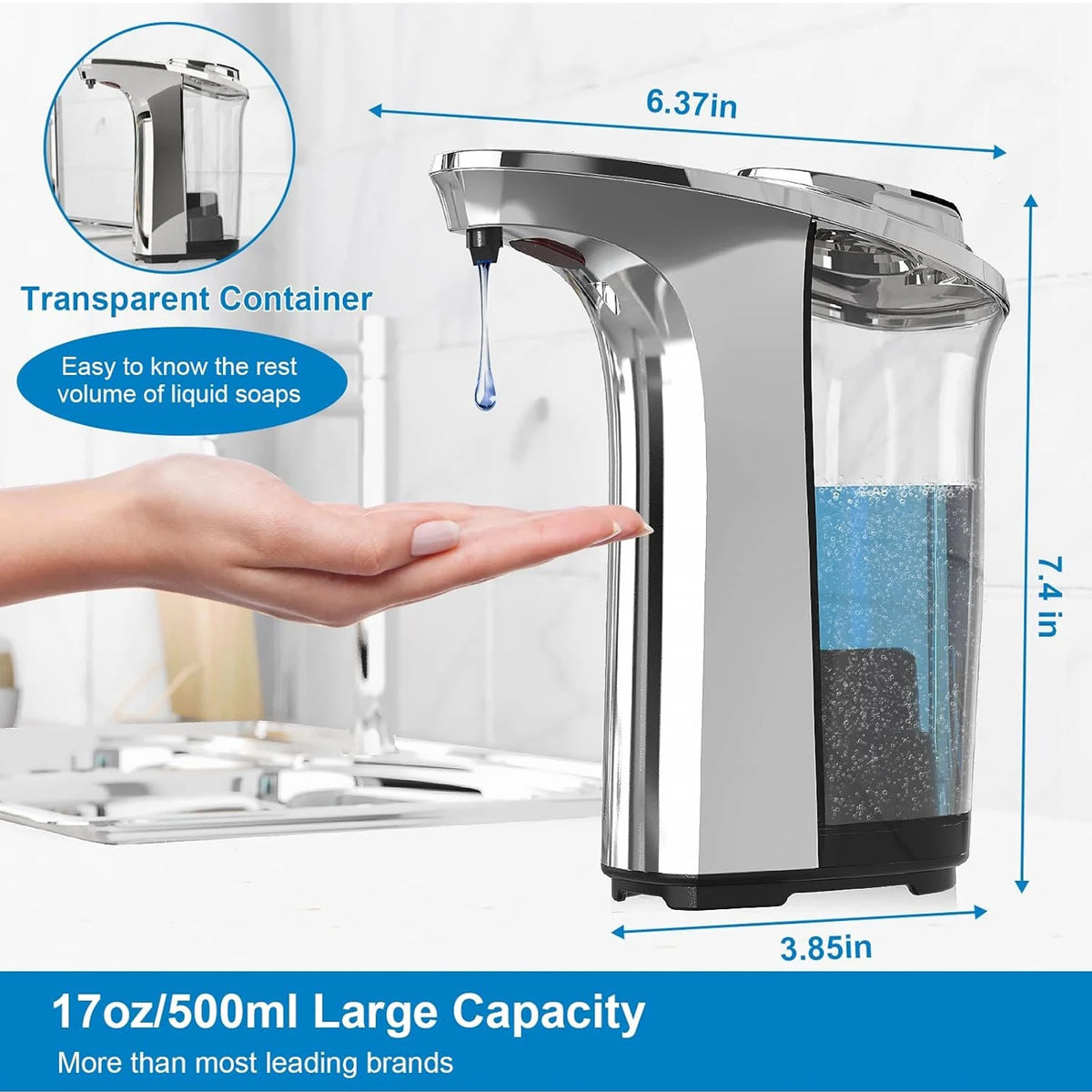 Touchless soap dispenser, 500 ml / 5 levels