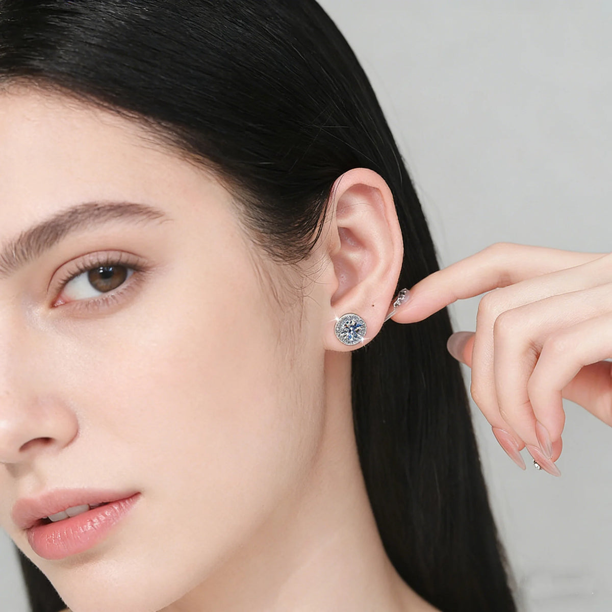 Moissanite-style halo stud earrings