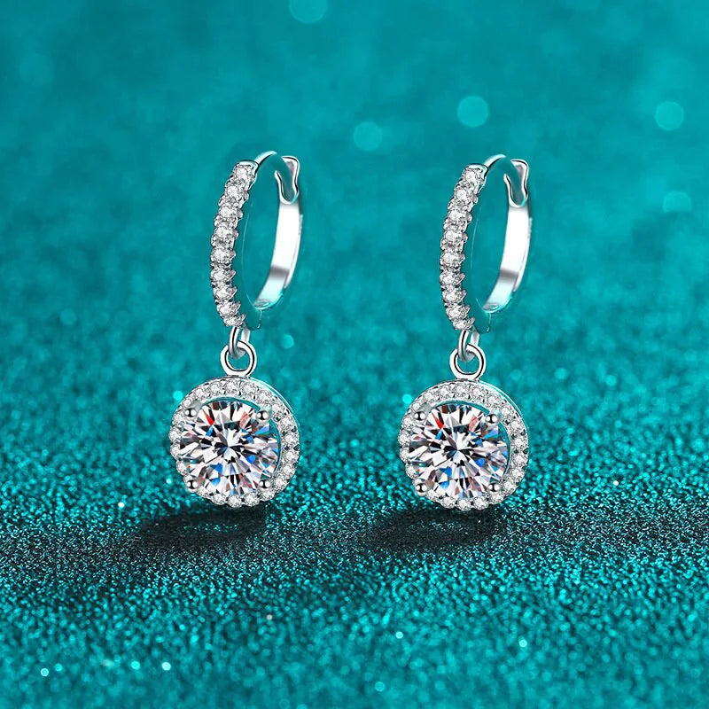 Round zircon charm earrings
