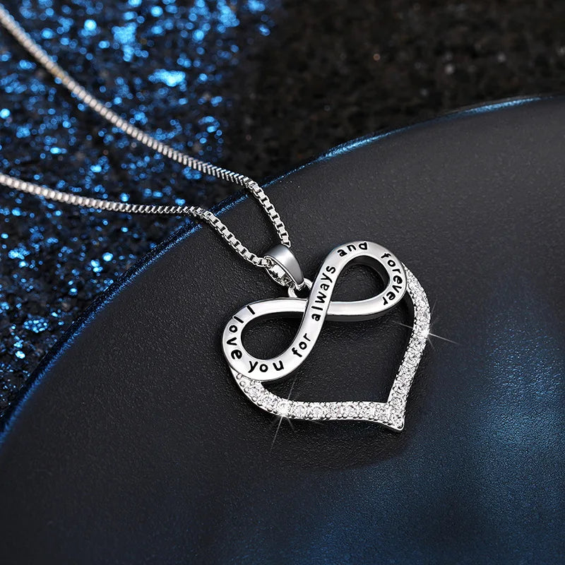 Engraved figure-eight heart necklace