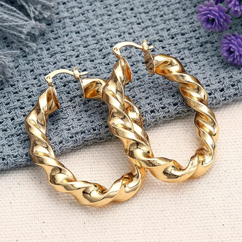 Yellow-gold-tone hoop charm earrings