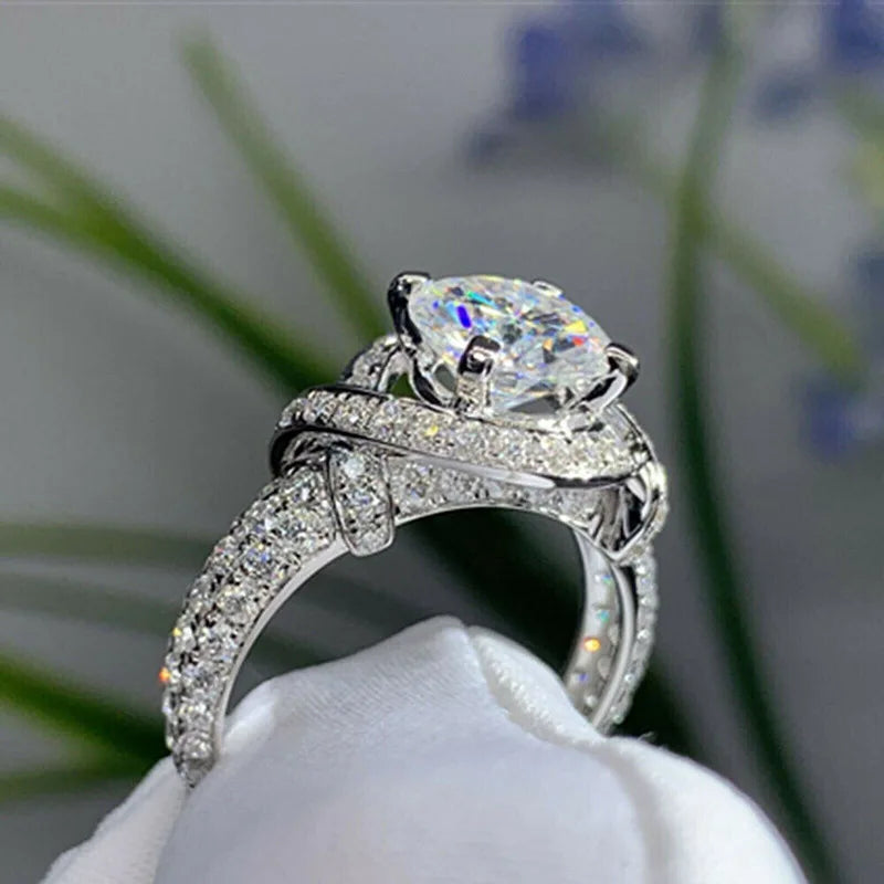 Women's floral full-pave wrap ring