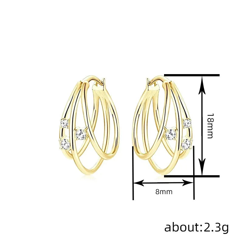 Gold-tone multi-band minimalist earrings