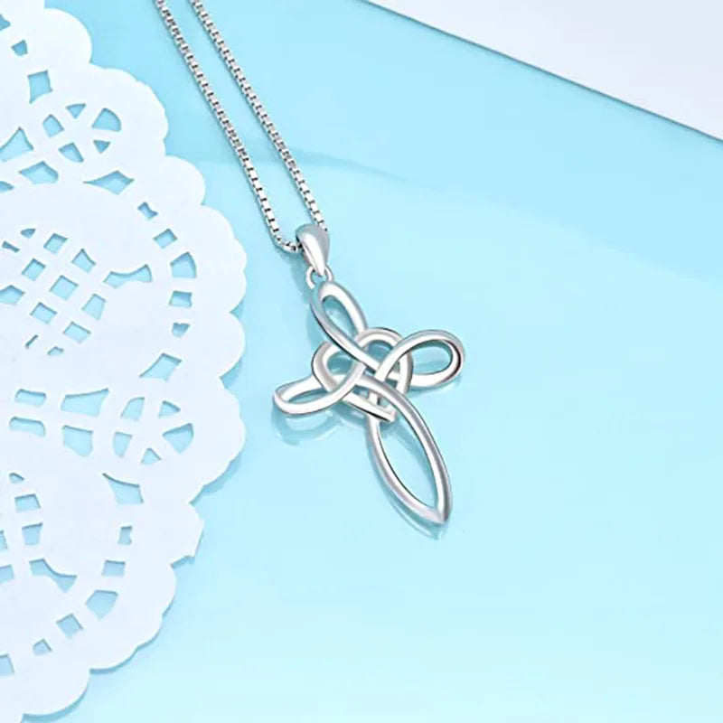 Cross-and-heart box-chain necklace