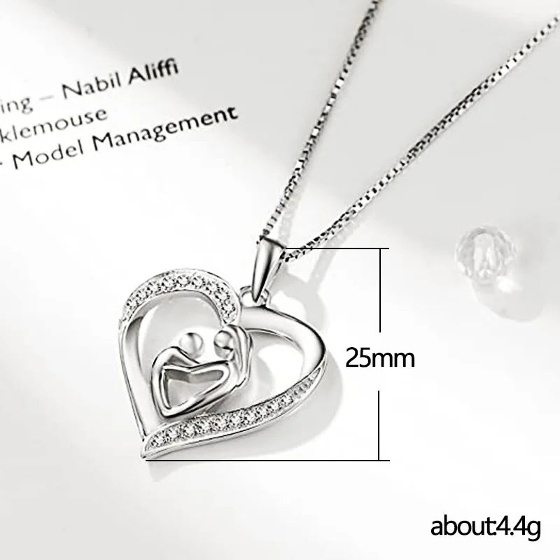 Mother-and-child heart necklace