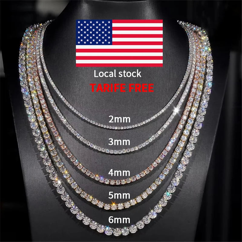 RINNTIN iced tennis-chain jewelry — listed 2 mm and larger options
