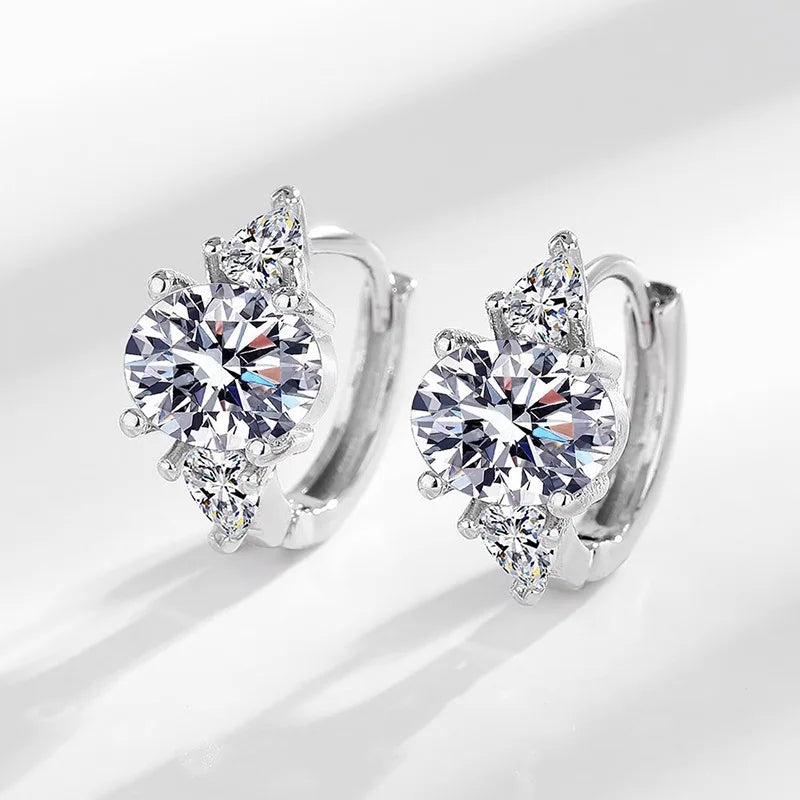 Round brilliant-cut flower-halo earrings