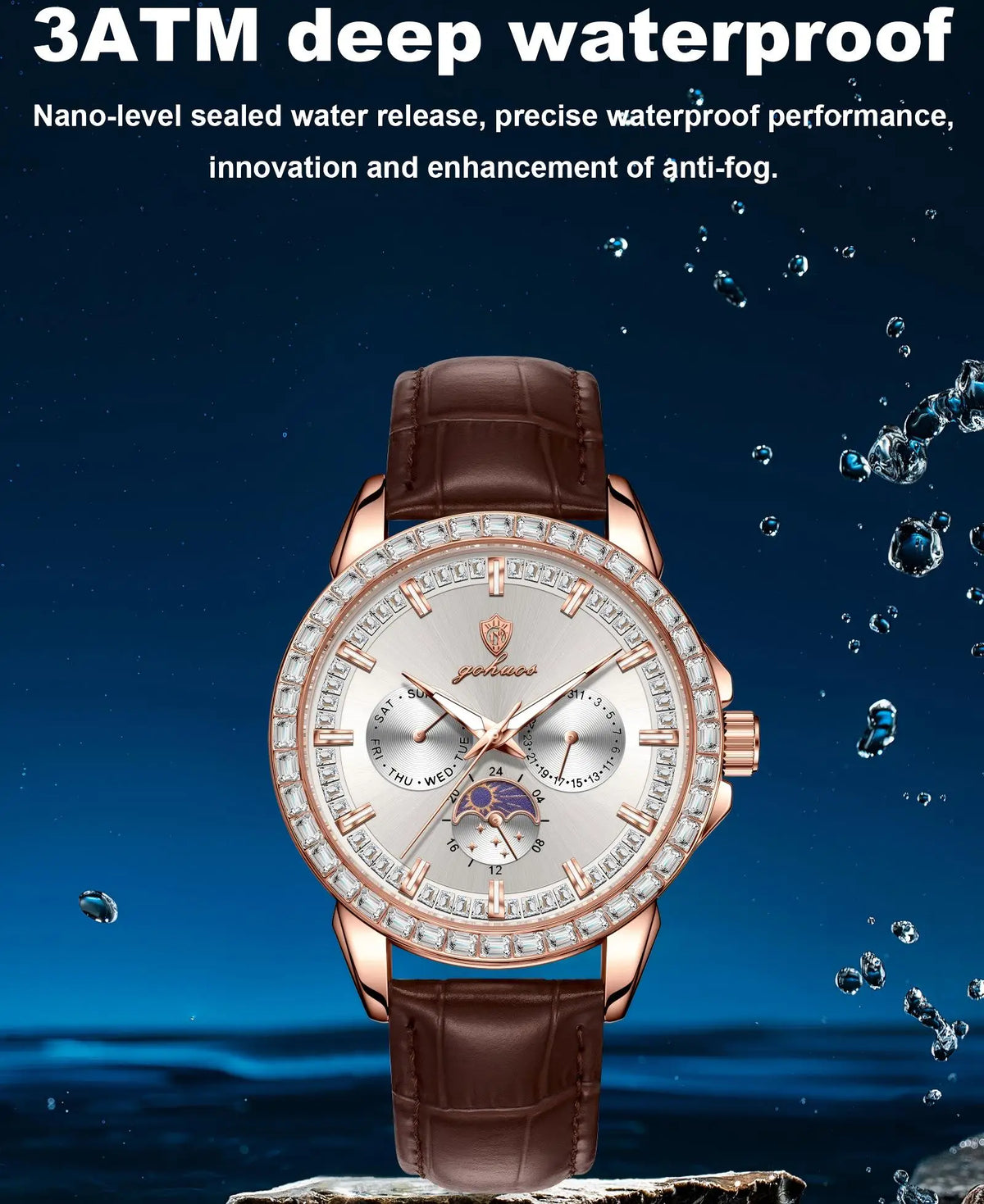 Gohuos 9813 Quartz Watch — Rose Silver