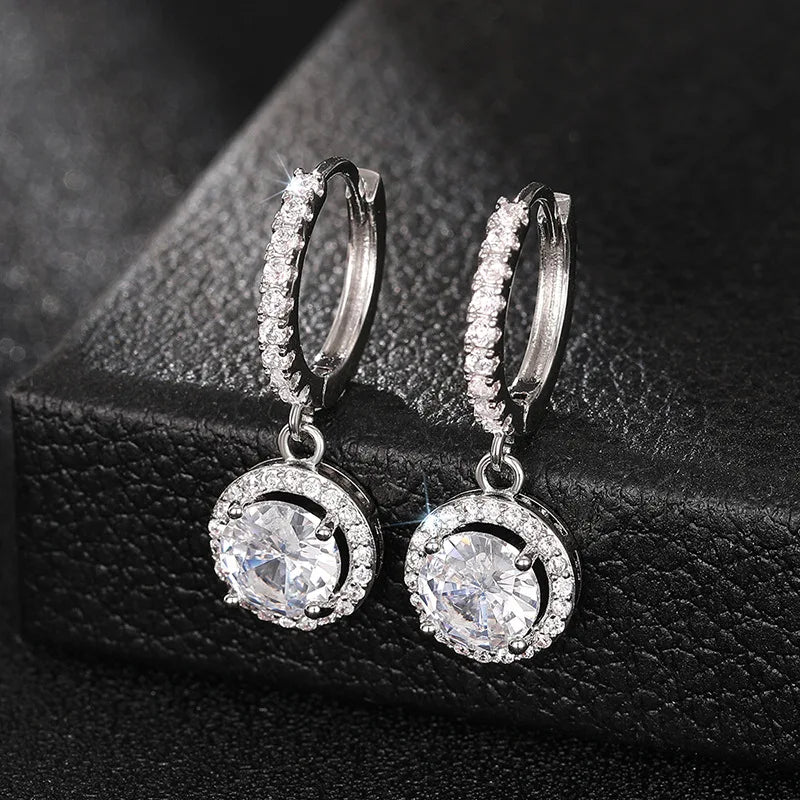 Round zircon charm earrings