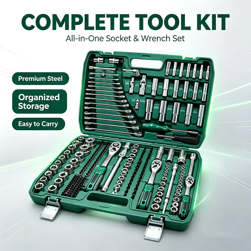 216-piece socket and ratchet wrench kit