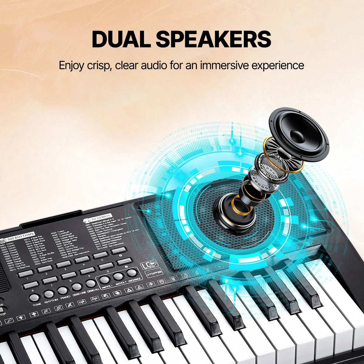 Portable digital keyboard, 200 tones / 200 rhythms