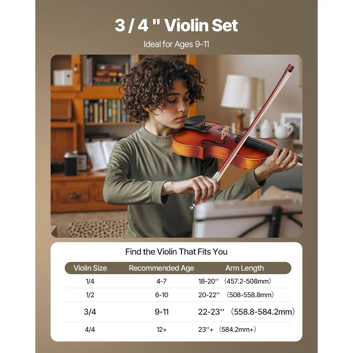 3/4-size violin set with accessories